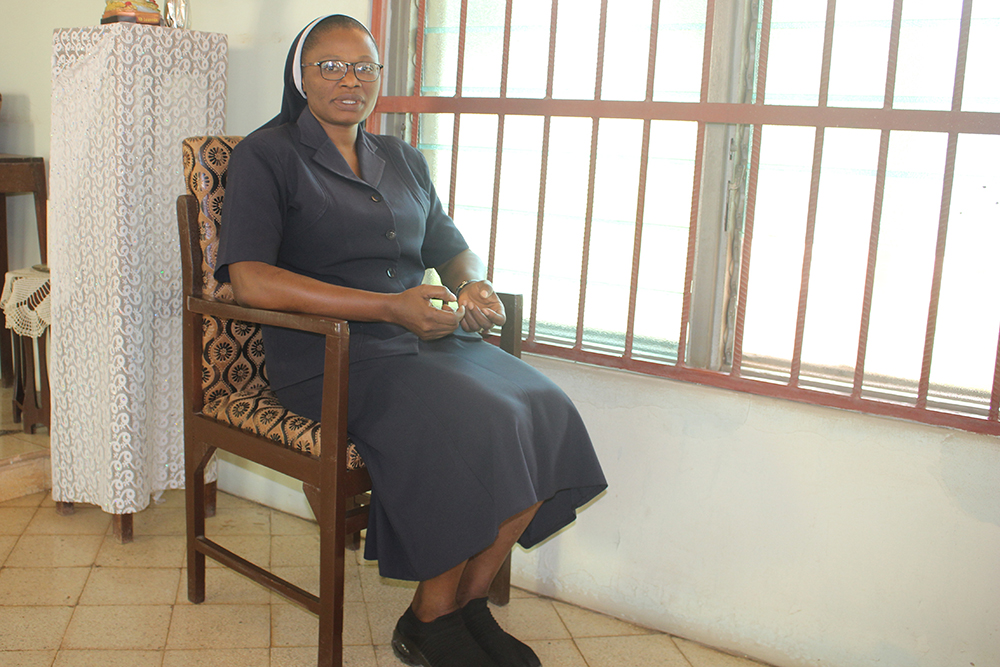 Sr. Bukola Familade, a nun and teacher of St. Louis Nursery and Primary School, sits in the school's chapel in Owo, Ondo state, Nigeria. (Valentine Iwenwanne)