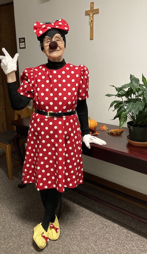 Sr. Regina Kabayama as Minnie Mouse — like the rising sun, her spirit brings us energy! (School Sisters of Notre Dame)
