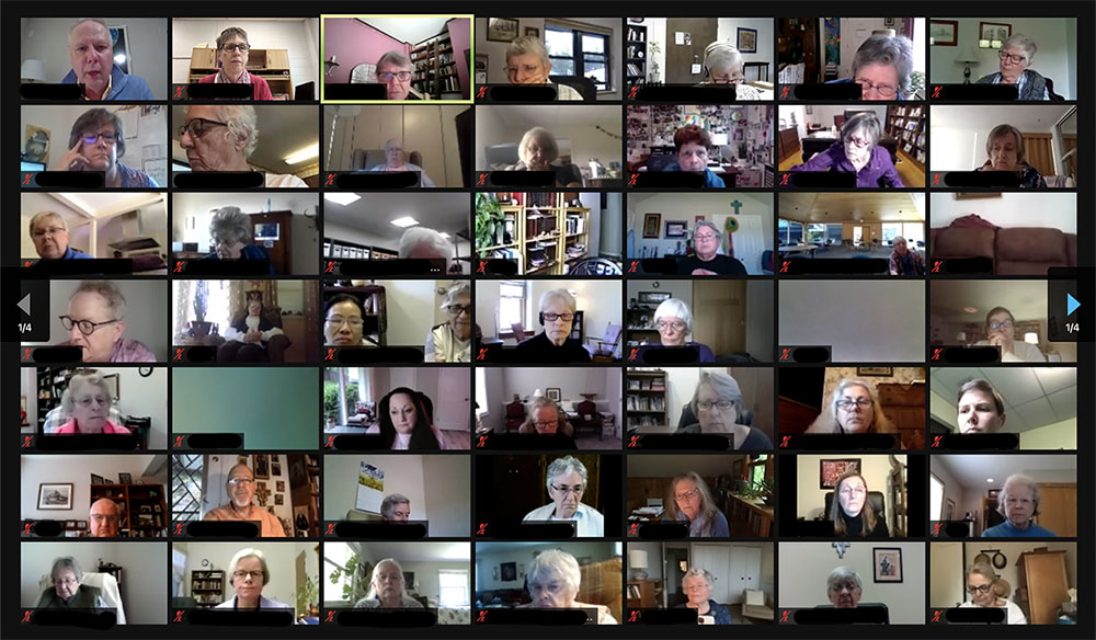 Screenshot of participants in "Being Benedictine in the 21st Century: Spiritual Seekers in Conversation," a recent online gathering seeking to define the essence of Benedictine monastic life (Courtesy of Mount St. Scholastica)