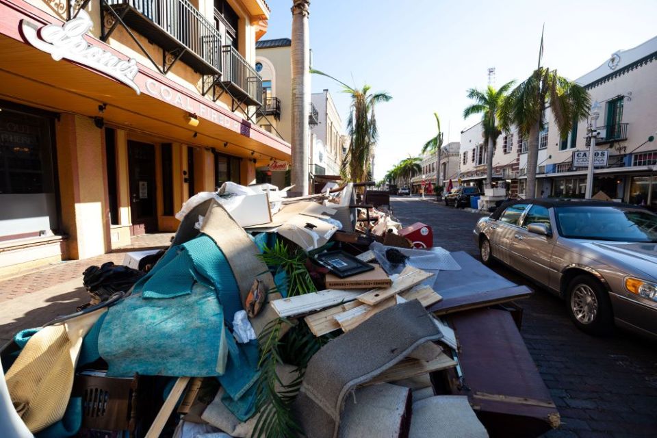 The downtown and waterfront areas of Fort Myers, Fla., show damage from the wind and storm surge Oct. 5, following Hurricane Ian. (CNS/Tom Tracy)