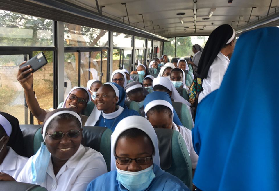 Sisters board a bus to take them to their advocacy sites in Lusaka. (Sr. Eucharia Madueke) 