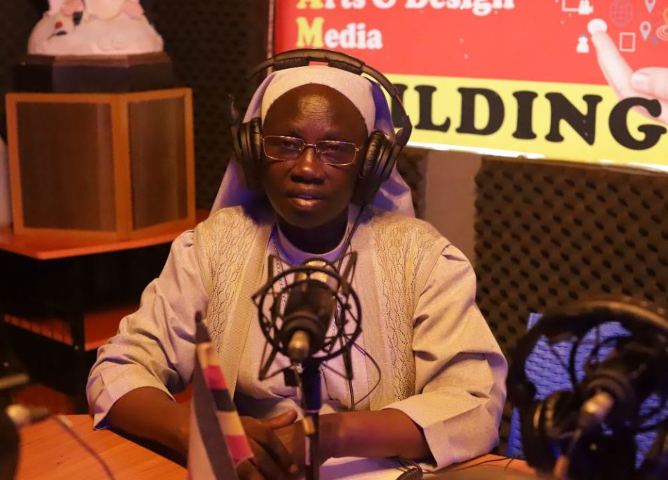 Sr. Mary Lilly Driciru of the Missionary Sisters of Mary Mother of the Church hosts her weekly radio show at Radio Maria Uganda on April 30. She educates residents on the benefits of COVID-19 vaccines and debunks myths surrounding vaccines.