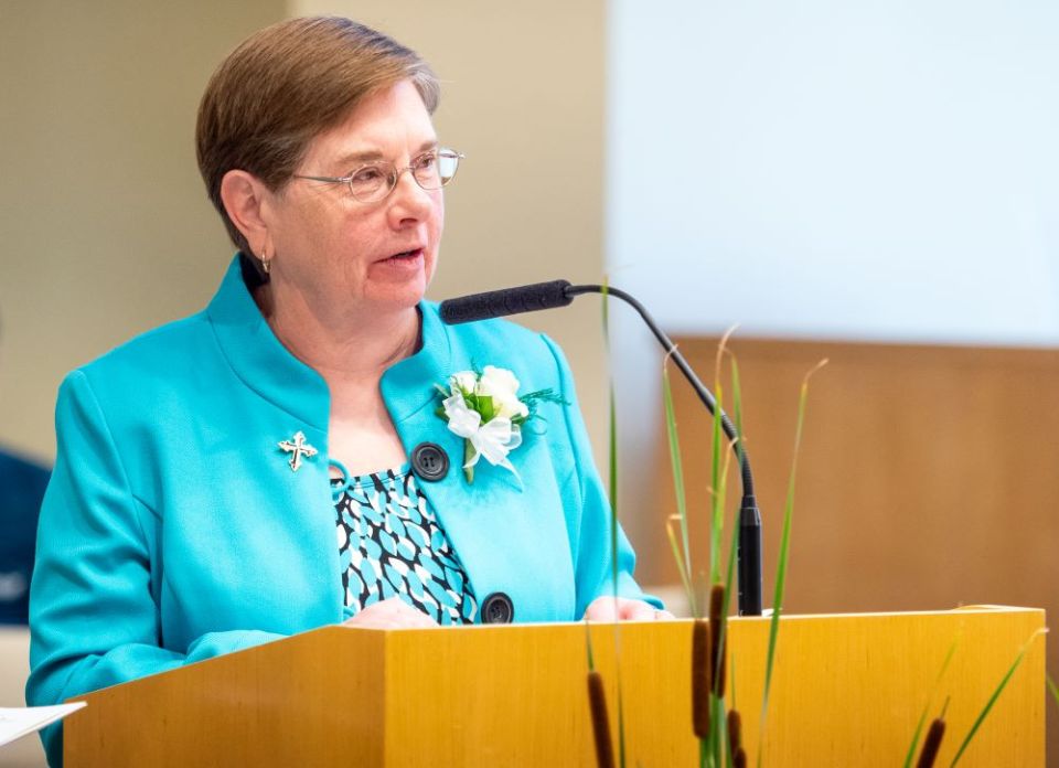 Sr. Maureen Geary of the Dominican Sisters of Grand Rapids, Michigan, preaches at the congregation's annual gathering in 2018. (Courtesy of the Grand Rapid Dominicans)