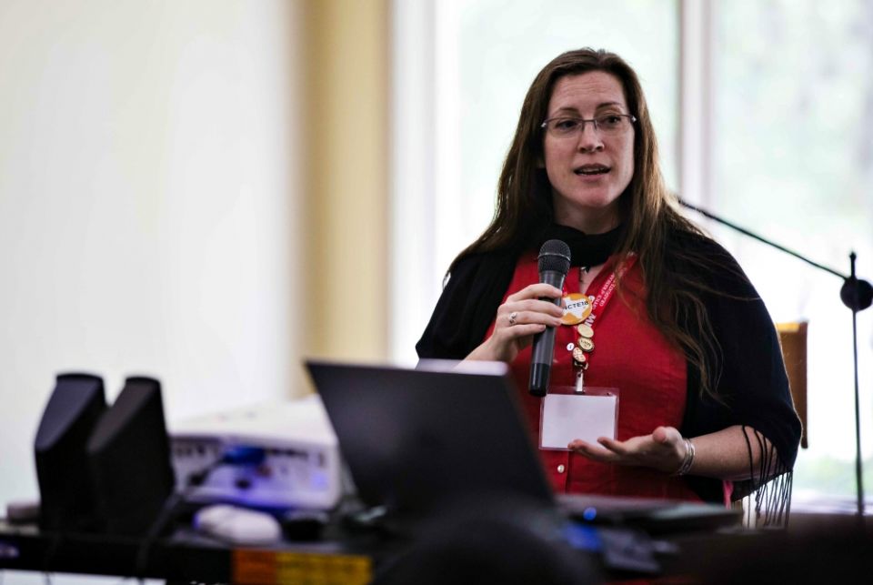 Ann David gives a presentation at a curriculum workshop for Called and Consecrated in 2018 at the Oblate School of Theology in San Antonio. (Courtesy of Chris Stokes) Ann David gives a presentation at a curriculum workshop for Called and Consecrated in 2018 at the Oblate School of Theology in San Antonio. (Courtesy of Chris Stokes)