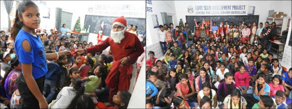 At an event organized by the Missionary Sisters Servants of the Holy Spirit in 2019, children from poor families celebrate Christmas in Bhopal, capital city of central Indian state of Madhya Pradesh.