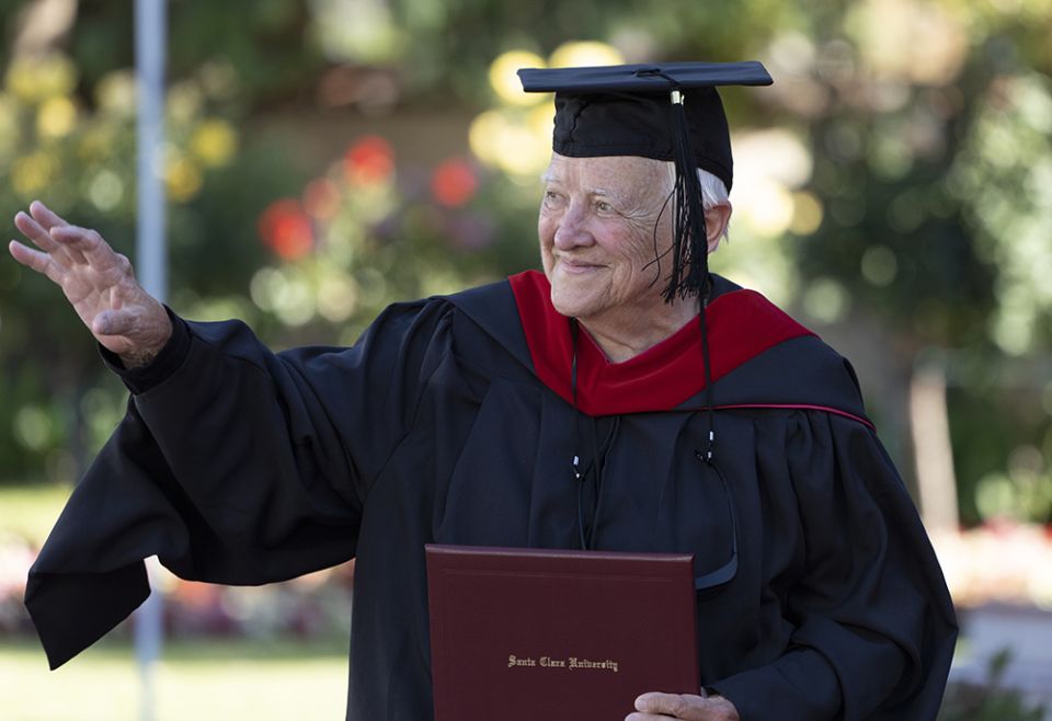 Sacred Heart Sr. Judith Roach receives her master's degree in pastoral ministry June 11 from Santa Clara University at age 87. (Courtesy of Santa Clara University) Sacred Heart Sr. Judith Roach receives her master's degree in pastoral ministry June 11 from Santa Clara University at age 87. (Courtesy of Santa Clara University)
