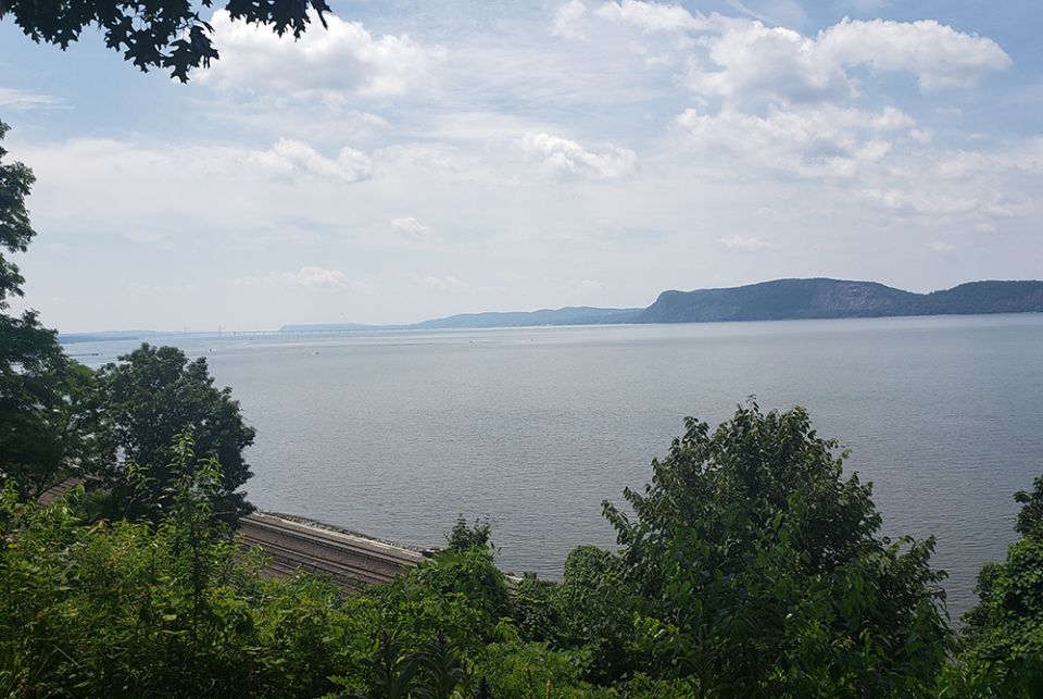 The land protected by the Dominican Sisters' conservation easement overlooks the Hudson River. (EarthBeat photo/Chris Herlinger)