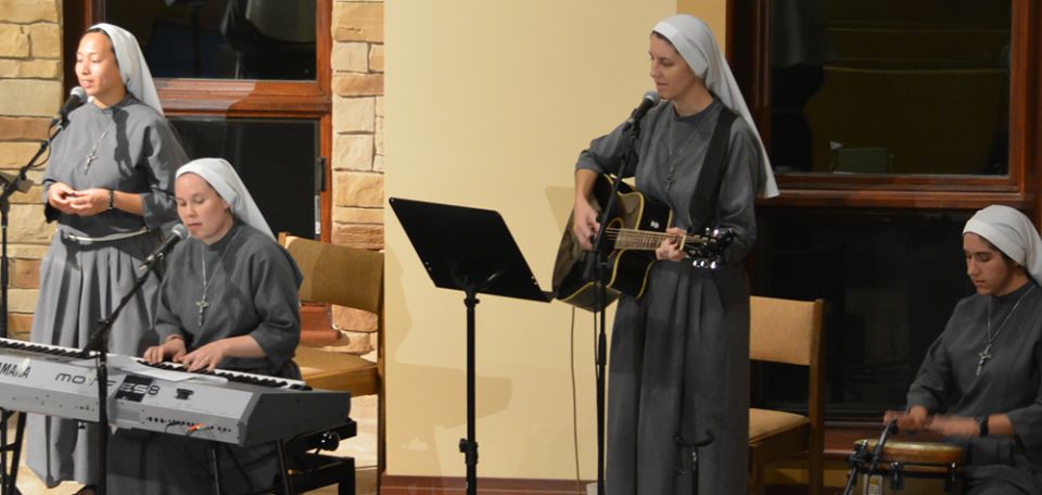 Franciscan Sr. Mary Gemma Harris plays the piano during a musical performance with other Franciscan sisters. (Courtesy of the Franciscan Sisters T.O.R./Caroline Fischer) Franciscan Sr. Mary Gemma Harris plays the piano during a musical performance with other Franciscan sisters. (Courtesy of the Franciscan Sisters T.O.R./Caroline Fischer)