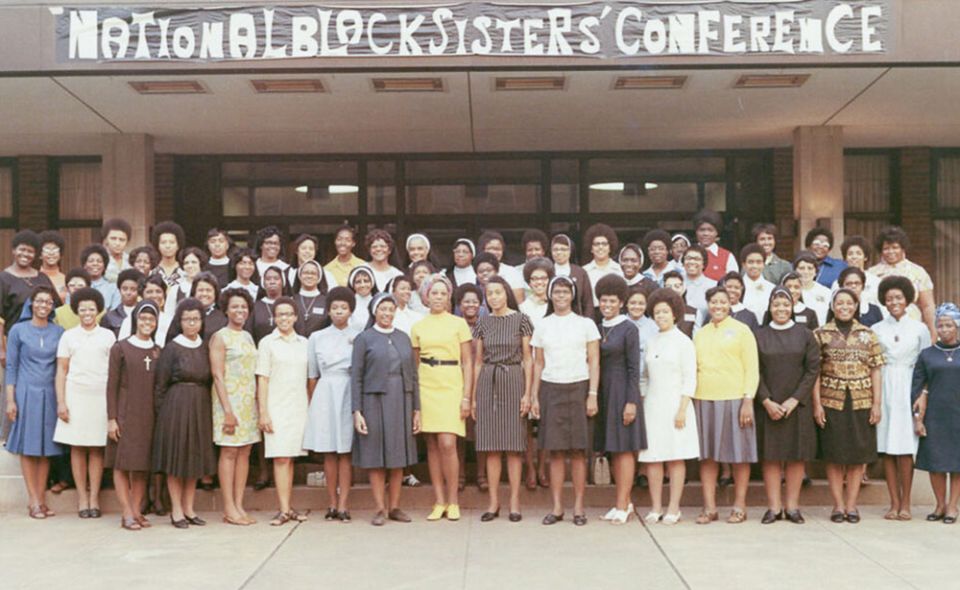 Early members of the National Black Sisters' Conference outside the conference headquarters in Pittsburgh in the early 1970s. (Courtesy of Sisters of Charity of Nazareth)