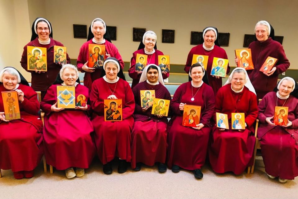 Members of the Redemptoristine Nuns of Dublin with the icons they sell online as a way to supplement their income while demand for altar breads, their main source of income, remains low because of the COVID-19 pandemic. (Courtesy of Sr. Lucy Conway)