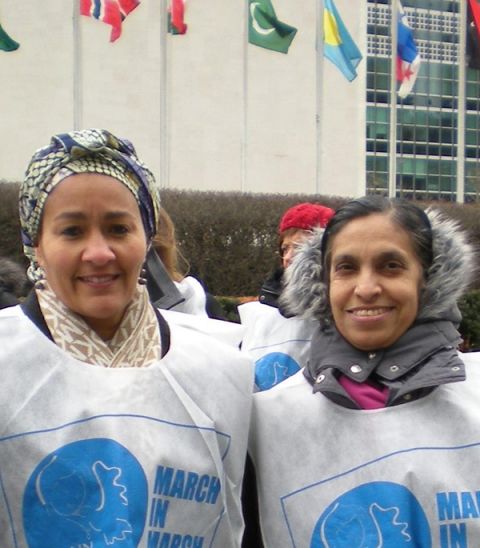 Sr. Celine Paramundayil with Amina Mohammed at a Women's Day rally, before Mohammed became the United Nations' deputy secretary-general. (Courtesy of Sr. Celine Paramundayil)