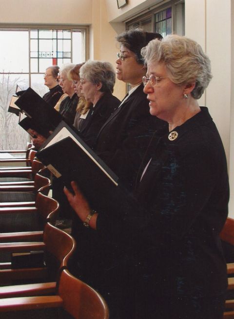 Holy Family Sr. Alicia Costa, second from right, sings with Sisters of Charity of Seton Hill during her time teaching at Seton Hill University, where she taught from 2004 to 2009. (Courtesy of the Archives of the Sisters of Charity of Seton Hill)
