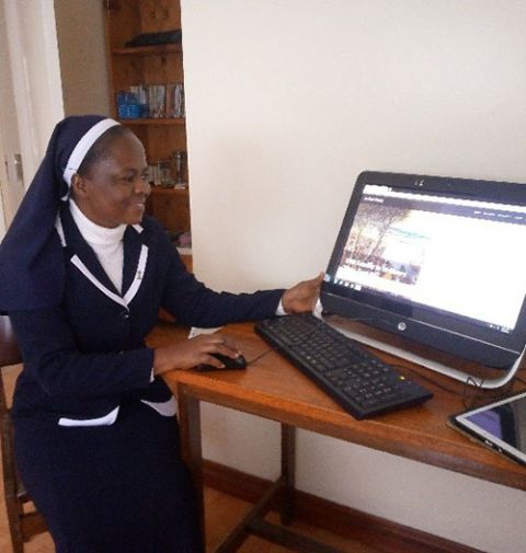 Sister Celestine makes use of the internet in her ministry with young people. (Courtesy of Agnes Musemba Mativo)