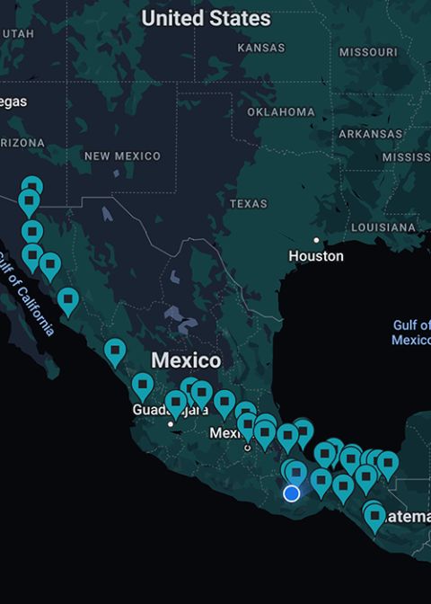 A map of the various stops on the journey, June 3-28 (Courtesy of Aguilas del Desierto)