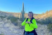 Felician Sr. Maria Louise Edwards volunteers in the water drop-off ministry in the Sonoran Desert near Ajo, Arizona. (Peter Tran)