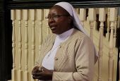Sr. Bibiana Ngundo of the Catholic University of Eastern Africa in Nairobi, Kenya, speaks to a small audience June 23 in Washington. (CNS/Barb Fraze)