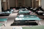 A sanctuary filled with cots for refugees is seen in Tucson, Arizona. (Franciscan Sisters of Perpetual Adoration)