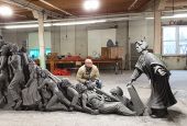 Canadian artist Timothy Schmalz created a 20-foot bronze sculpture, titled "Let the Oppressed Go Free," depicting St. Josephine Bakhita freeing victims of human trafficking. (Courtesy of Timothy Schmalz)