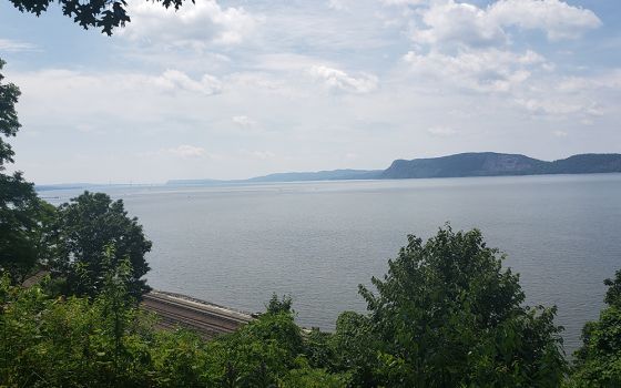 The land protected by the Dominican Sisters' conservation easement overlooks the Hudson River. (EarthBeat photo/Chris Herlinger)